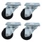 Bk Resources 3-inch Plate Casters, Hard Rubber Wheels, Top Lock Brake, 300lb Capacity, 4PK 3SBR-1PT-HR-PS4 - alternate 4